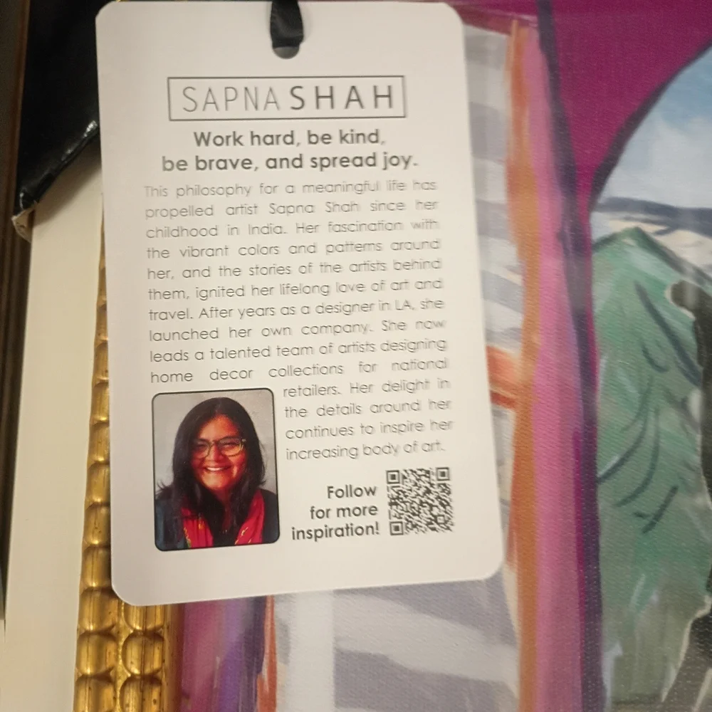 NWT NEW Sapna Shah Cat Art Framed Print - Picture 2 of 2